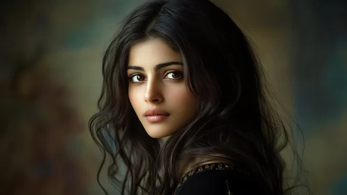 Young woman portrait in soft focus with neutral background.