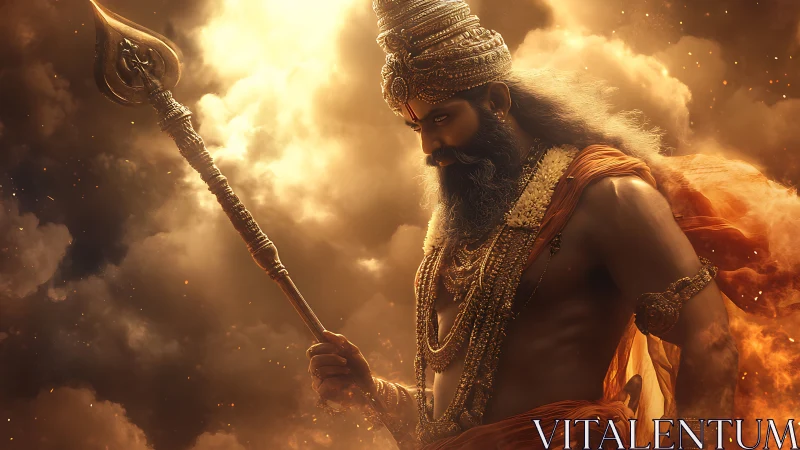 Storm-wreathed warrior sage with blazing spear of dawn.