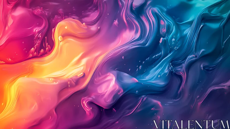 Colorful liquid waves swirl gently in glowing neon light