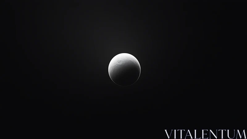 Isolated illuminated moon-like sphere in deep black space.