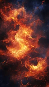 Ethereal Inferno: Swirling Flames in Cosmic Darkness