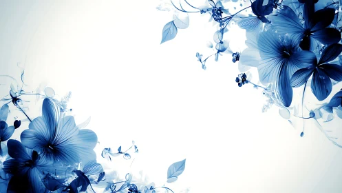 Blue floral composition with layered petals against white background