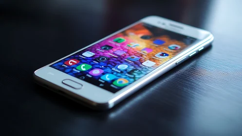 White Smartphone Displaying Colorful Application Icons