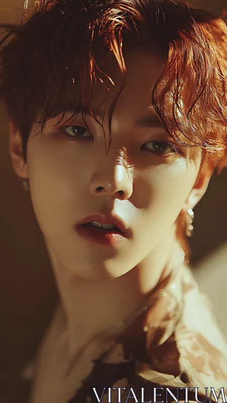 Close-up male portrait in warm directional sunlight.