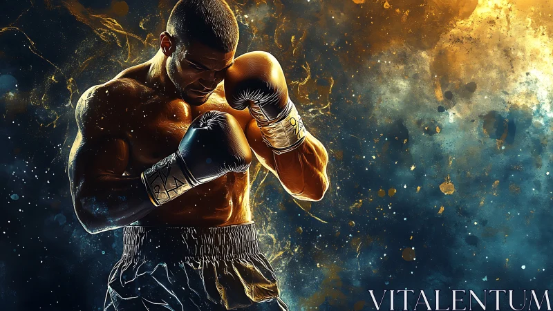 Champion's Spirit: A Boxer's Fiery Determination.