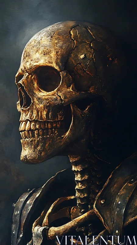 Golden warborn skeleton in tattered armor of forgotten dusk.