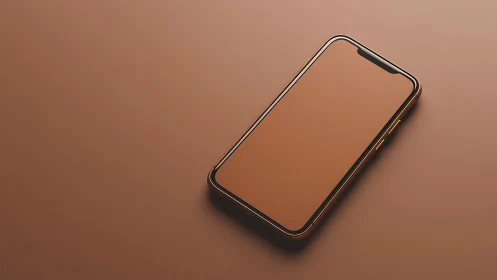 Modern smartphone rendered against warm monochromatic surface.