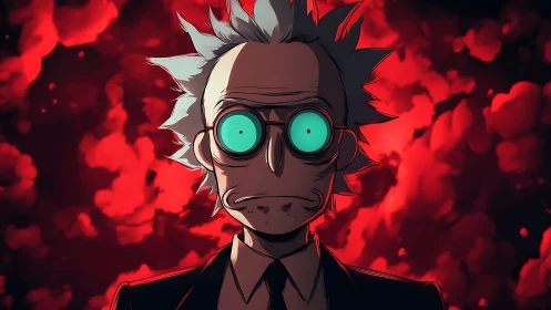 Midnight scientist caught between chaos and curiosity.