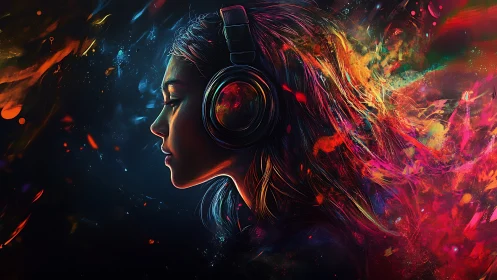 Headphoned daydreamer dissolves into swirling neon soundscapes