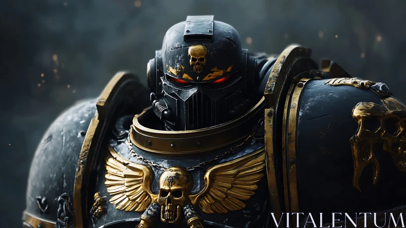 Gothic power‑armored space warrior with skull iconography