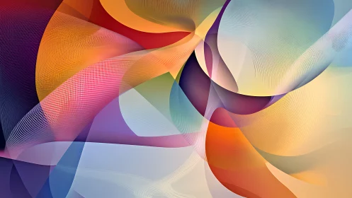 Layered multicolor abstract curves and gradients composition.