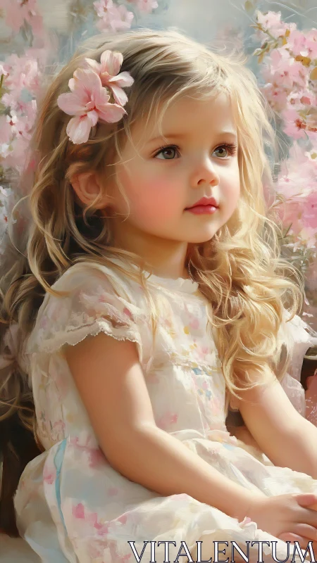Young Girl in Ethereal Garden Setting.