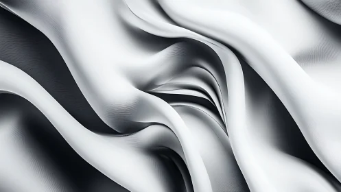 Monochrome abstract satin folds form a dynamic vortex