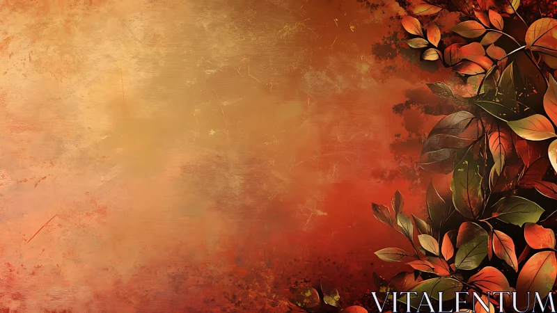 Autumn foliage border over textured warm gradient background.