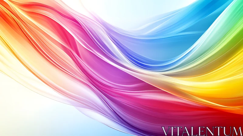 Vibrant flowing color waves over bright white background.