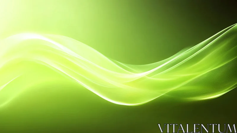 Green luminous wave lines over smooth abstract gradient.