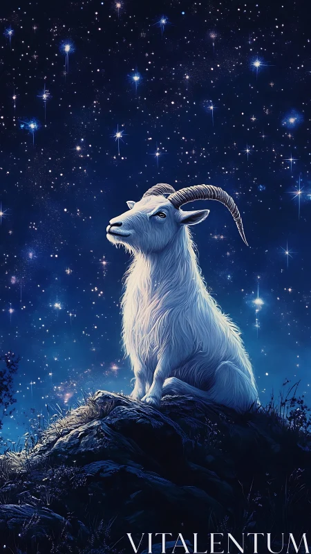 Celestial goat listens quietly as the midnight constellations hum