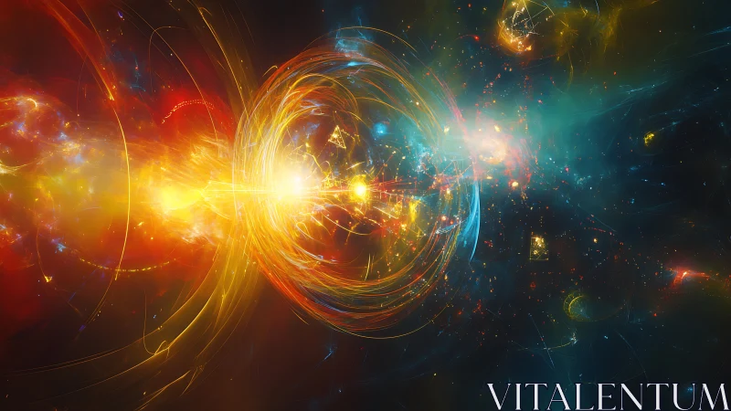Quantum energy vortex rendered in luminous fractal nebula field
