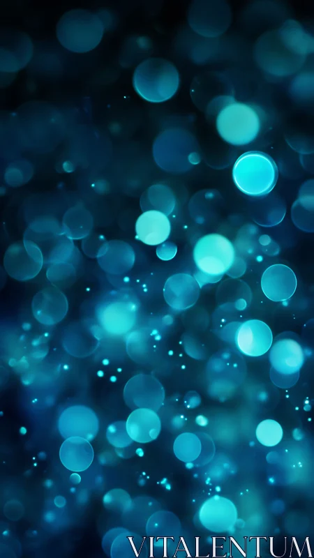 Blue bokeh light orbs glow across deep blurred background