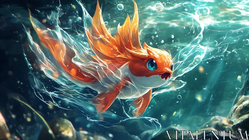 Star-sparked goldfish rockets through a crystalline ocean dream.