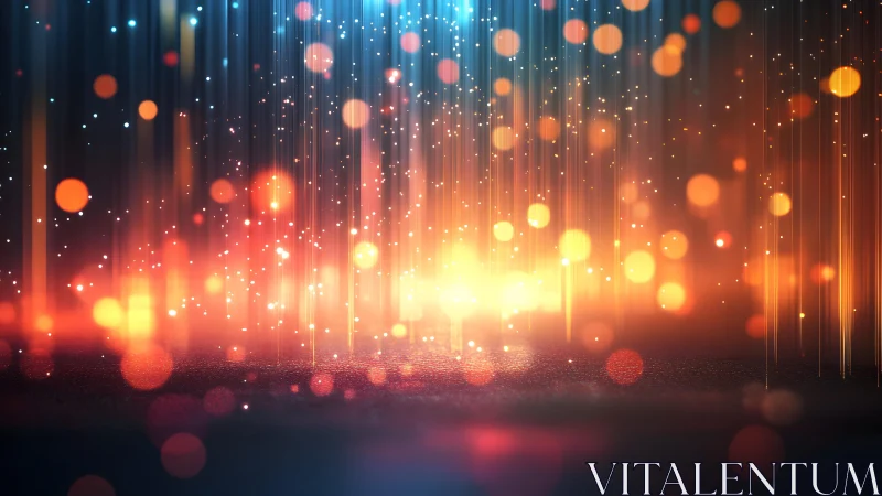 Bokeh Light Trails and Glowing Particles in Abstract Digital Art.
