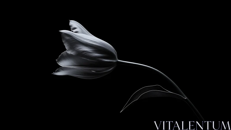 Midnight Tulip Whispers Its Secrets Against Shadowed Void