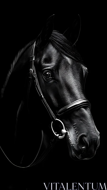 Midnight horse portrait with luminous, velvety elegance.