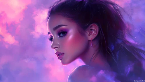 Neon dusk muse in violet clouds of soft electric light.