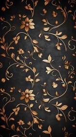 Embossed copper floral scrollwork on dark textured wall surface