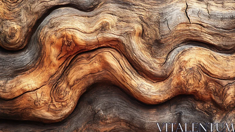 Curved weathered wood grain forming organic flowing ridges.