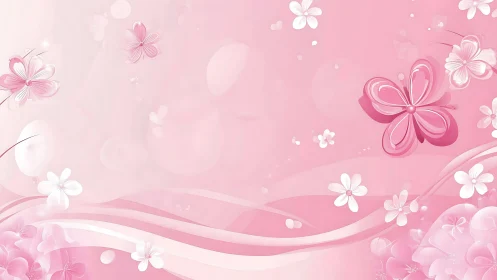 Soft Pink Floral Garden With Dancing Blooms.