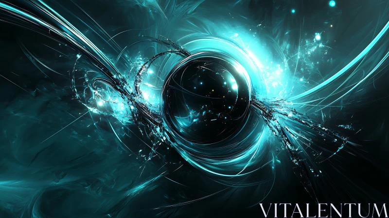 3D luminous vortex sphere with dynamic radial energy arcs.