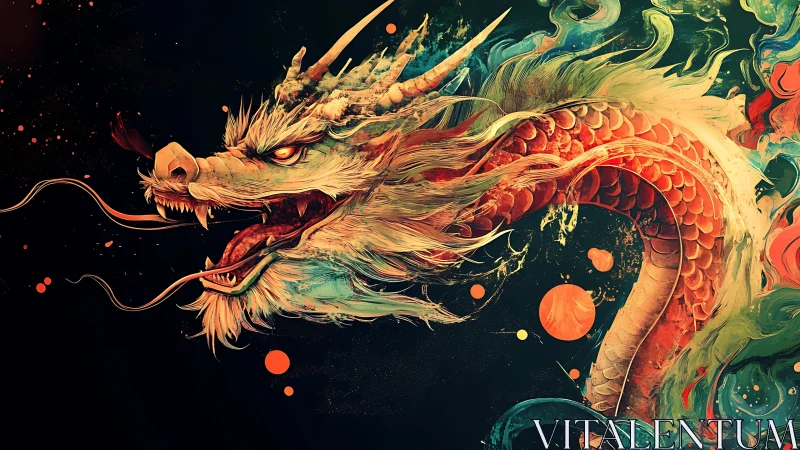 Mythic serpentine dragon with luminous scales in motion.