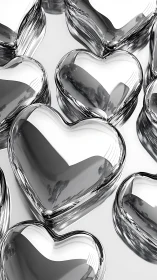 Translucent glass hearts arranged in monochrome composition.