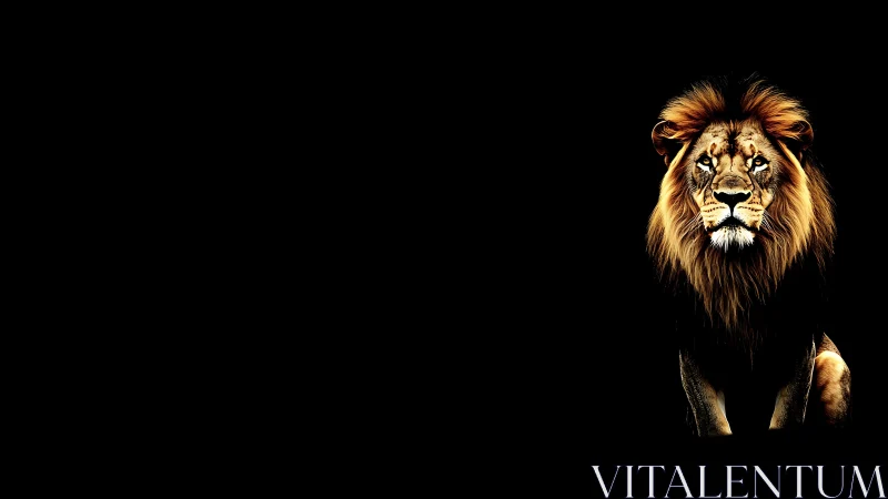 Majestic lion emerges from darkness with fierce, steady gaze