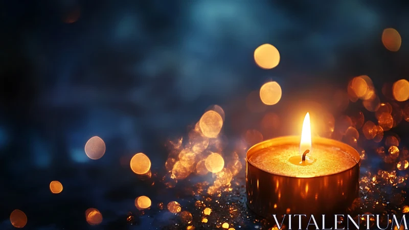 Cozy candle glow bringing warmth to a dreamy night scene.