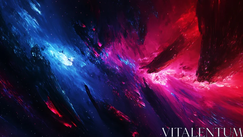 Nebular color gradient with contrasting blue and red forms.