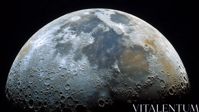 Photorealistic lunar terminator study with cratered regolith surface.