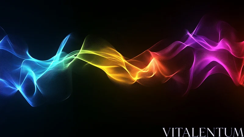 Multicolor spectral waveforms form intertwined luminous vector ribbons