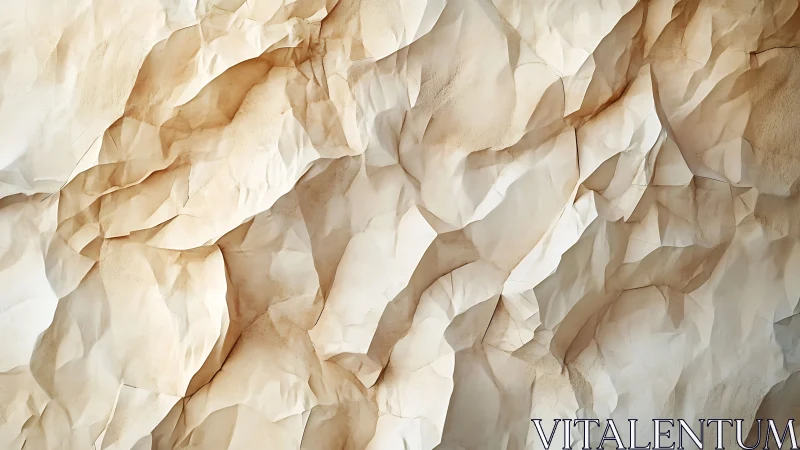 Folded beige paper surface with layered creased texture.