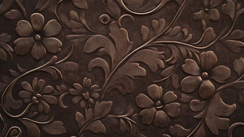 Embossed bronze floral pattern with raised swirling leaves.