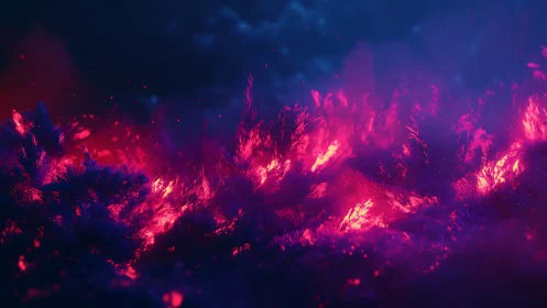 Neon Particle Combustion Field with Luminous Gradient Dynamics