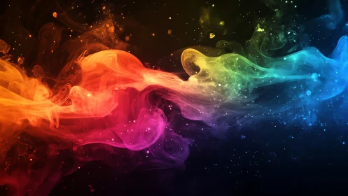 Flowing rainbow nebula of dreamy swirling cosmic color.