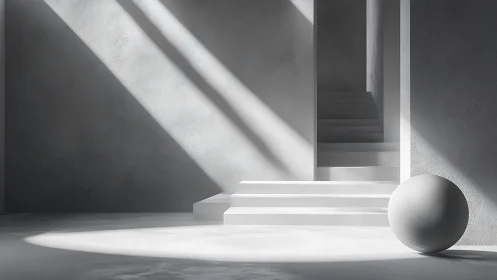 Minimalist Architectural Interior with Directional Luminescence and Geometric Form.