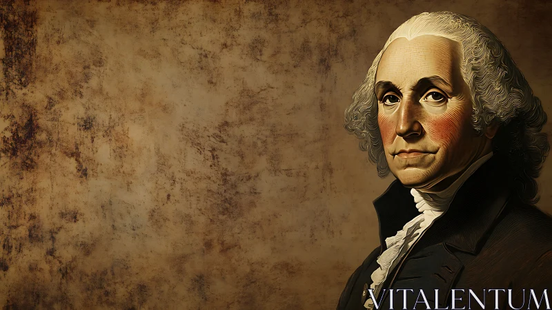 Half-length portrait of powdered-hair man on worn backdrop.