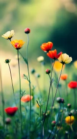 Wildflowers in Motion. Garden Depth of Field.