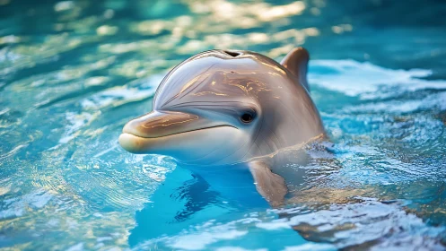 Hydrodynamic dolphin portrait in high-fidelity pool lighting.