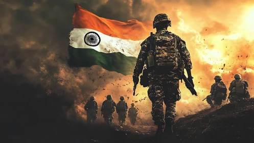 Stormlit warriors surge forward as the tricolour blazes high