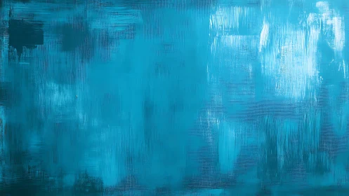 Textured turquoise abstract painting shows vertical brush marks