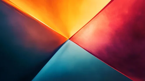 Intersecting color gradients form four luminous panels